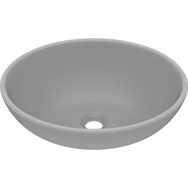 vidaXL Luxury Basin Oval-shaped Matt Light Grey 40x33 cm Ceramic