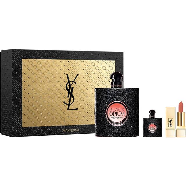 Yves Saint Laurent Black Opium 90ml EDP Spray + 7.5ml Splash + 1.3g Lipstick Gift Set