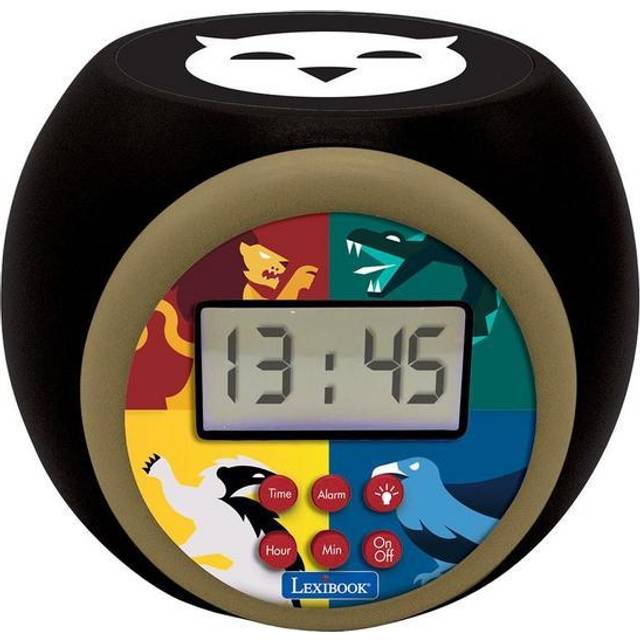 Lexibook Harry Potter väckarklocka med projektor, snooze- och larmfunktion, nattlampa med timer, LCD-skärm, batteridriven, RL977HP