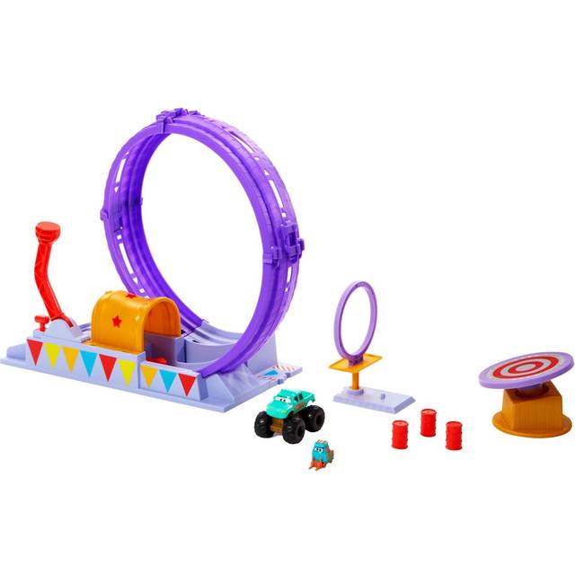 Disney and Pixar Cars On The Road Showtime Loop Playset with Ivy Monster Truck, Launcher and Movable Target, Toy Gift for Kids