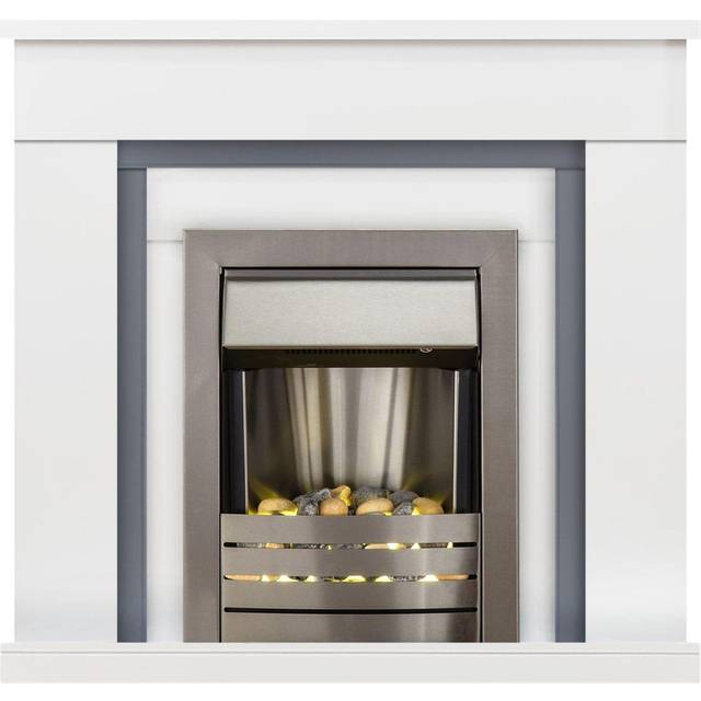 Adam Milan Electric Fire Suite - White and Grey