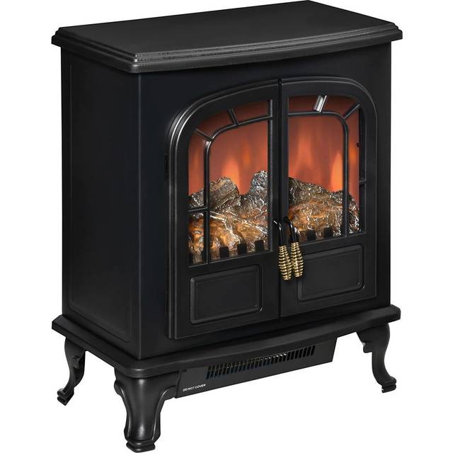 HOMCOM Free standing Electric Fireplace Stove W/ LED Fire Flame Effect Black