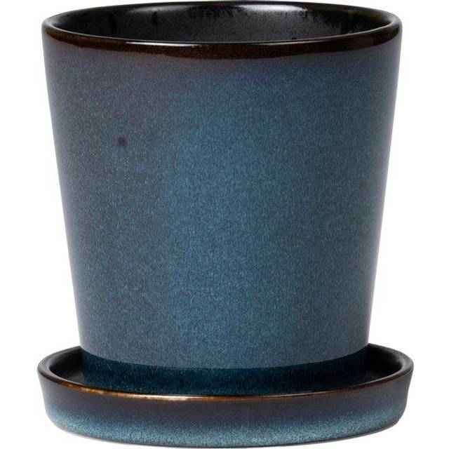 Bitz - Skjuler Kruka med fat 10 cm Mörkblå/Svart