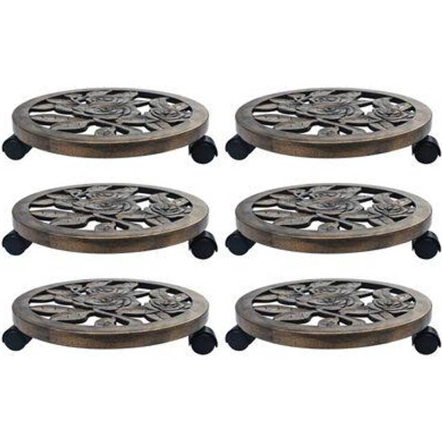 vidaXL Plant Trolleys 6 pcs Green 38 cm Plastic