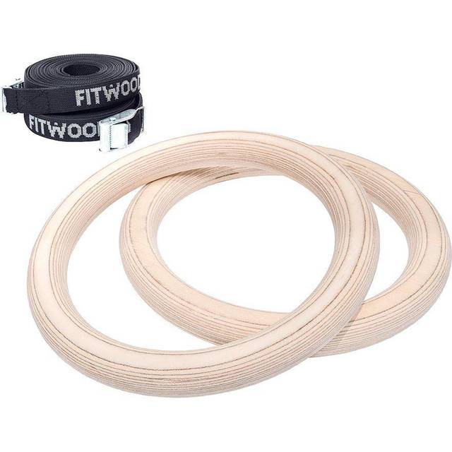 FitWood Olympic Romerska Ringar 28mm - Trä-yta / Svart Rem