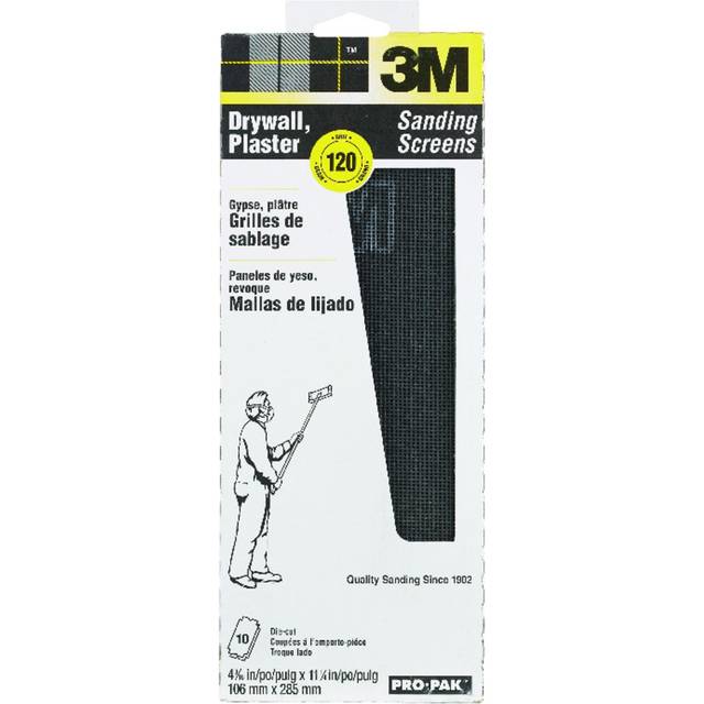 3M Pro-Pak Drywall Sanding Screen  25 Count  120 Grit  4.2 in x 11.25 in  Pre-Cut Screens Fit Most Drywall Sanding Tools  Heavy-Duty Paper Backing Res