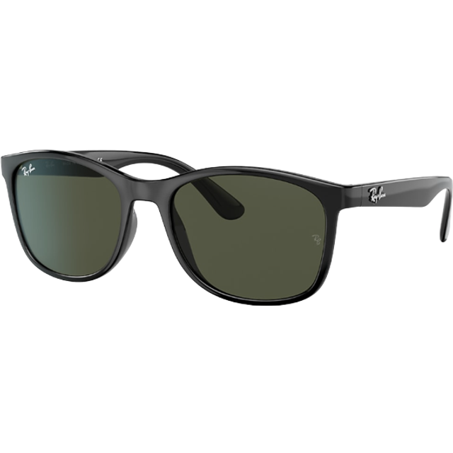 Ray - Ban Unisex RB4374 601/31 Solglasögon Nylon Svart Grön Fyrkantig Normal