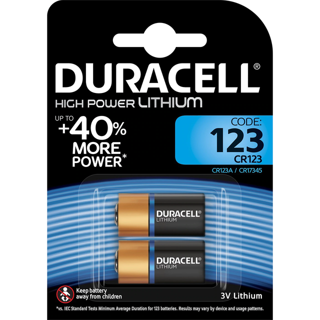 Duracell Lithium DL123 CR123A Batteries | 2 Pack