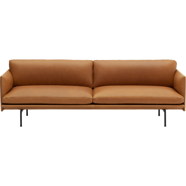 Outline Sofa 3-Seater, Black Aluminium / Remix 163