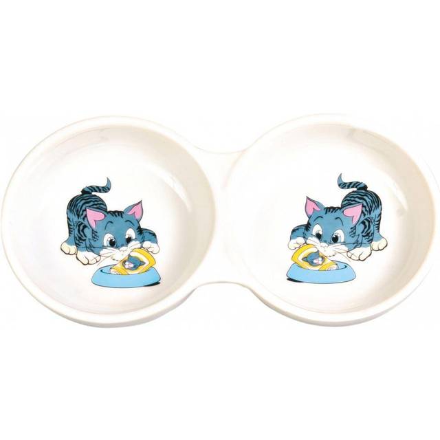 Trixie Double Diner Ceramic Cat Bowl With Print - 2 -  double ceramic bowl cat trixie 2