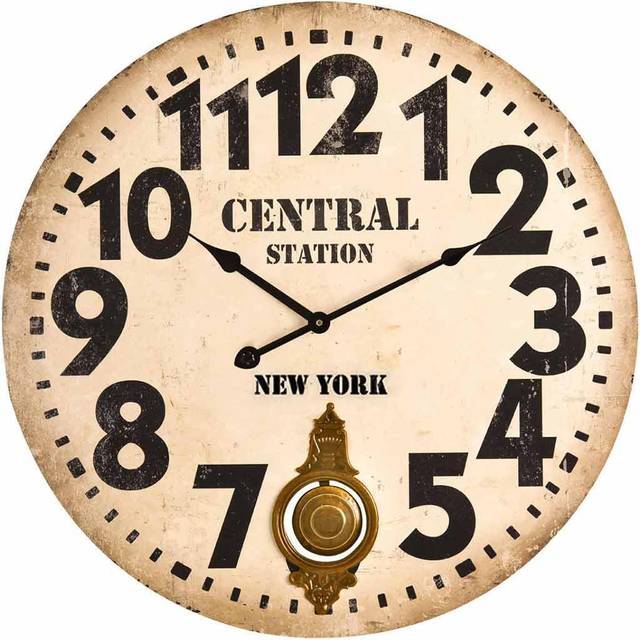 Premier Housewares Vintage Style Round Wall Clock 58cm - Multi - 58 x 5 x 58cm
