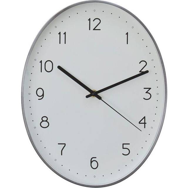 Premier Housewares - Interiors by Premier Oval Wall Clock With Silver Finish, Durable Construction Wall Clock For Kitchen, Elegant Clock For Outdoor