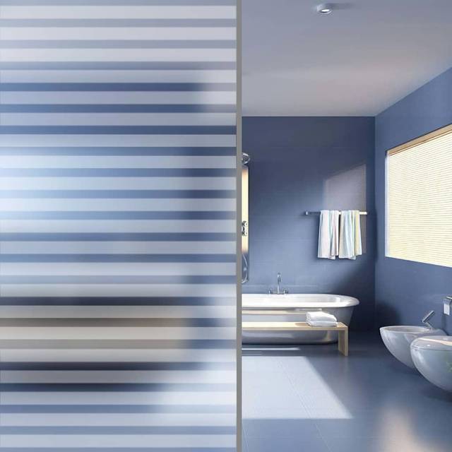vidaXL Window Film Frosted Stripes Design 0.9x10 m PVC - White