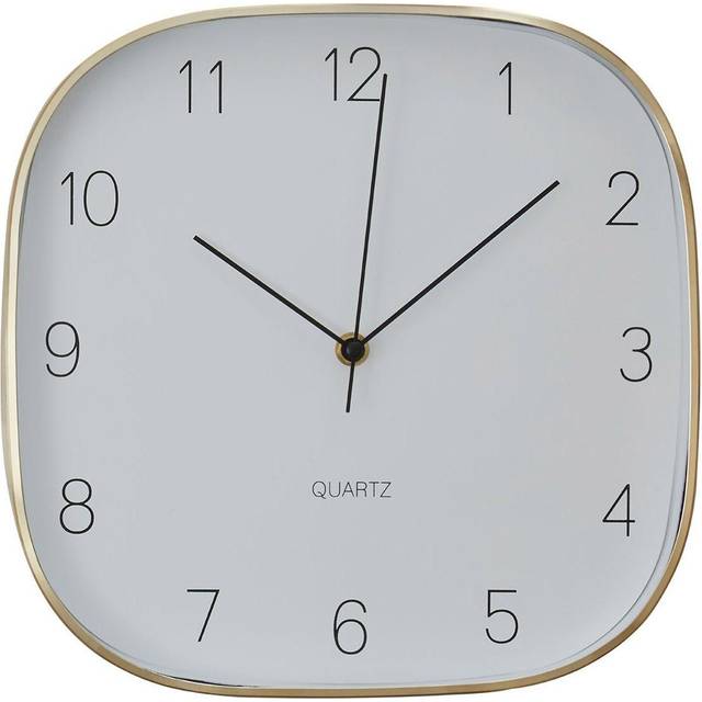 Premier Housewares - Wall Clock Dark Gold / Black Finish Frame Clocks For Living Room / Bedroom / Contemporary Style Square Shaped Design Metal