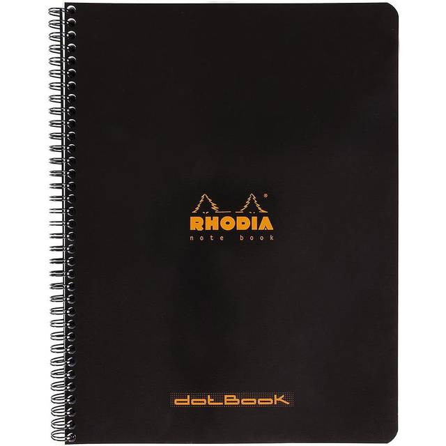 Rhodia Notebook 193039C A4+ Dotted Spiral Bound Side Bound Laminated Cardboard Soft Cover Black Perforated 160 Pages