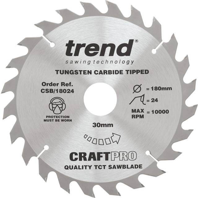 Trend CRAFTPRO Wood Cutting Saw Blade 180mm 24T 30mm