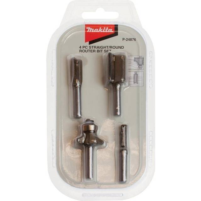 Makita P-24876 4-Piece 1/4" Shank Straight / Round Router Bit Set (DRT50Z)