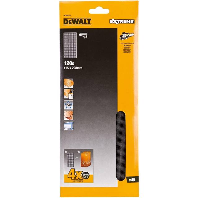 DeWalt Extreme 4X Life Mesh 1/2 Sanding Sheets 120g Pack of 5