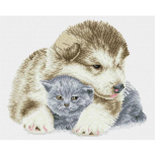 Diamond Dotz Squares - Besties - 41 X 33cm - Dog And Cat - Cuddles - Make - Gift