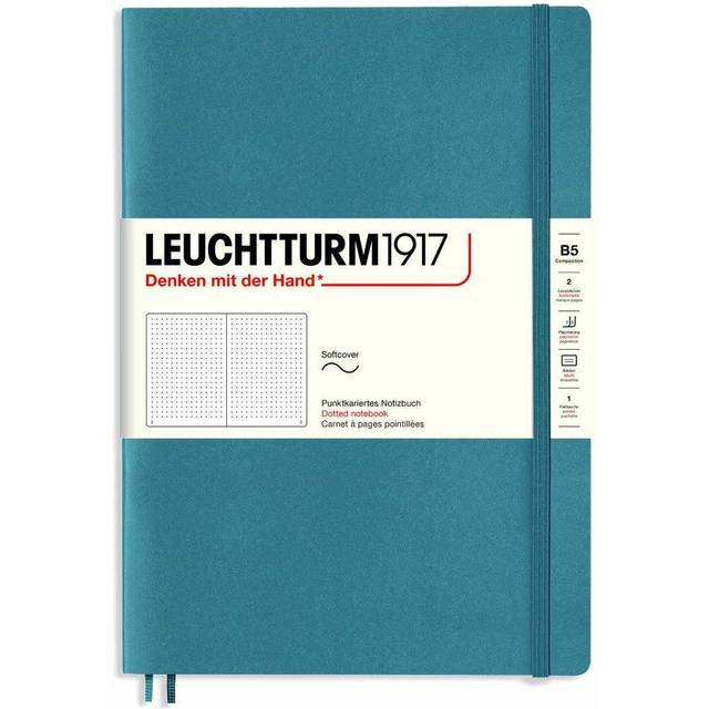 LEUCHTTURM1917 365637 Anteckningsbok sammansättning (B5), mjukt omslag, 123 numrerade sidor, Stone Blue, Dotted