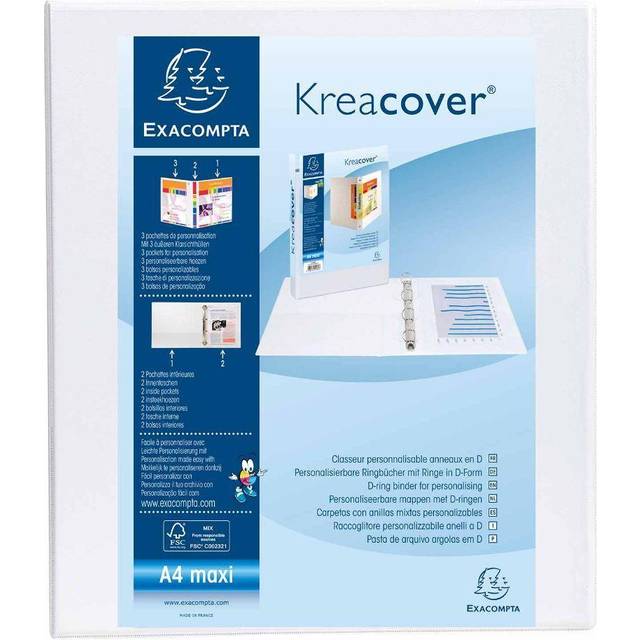 Exacompta Kreacover Ring Binder 2 Ring 25mm A4 Plus Pack of 10, White