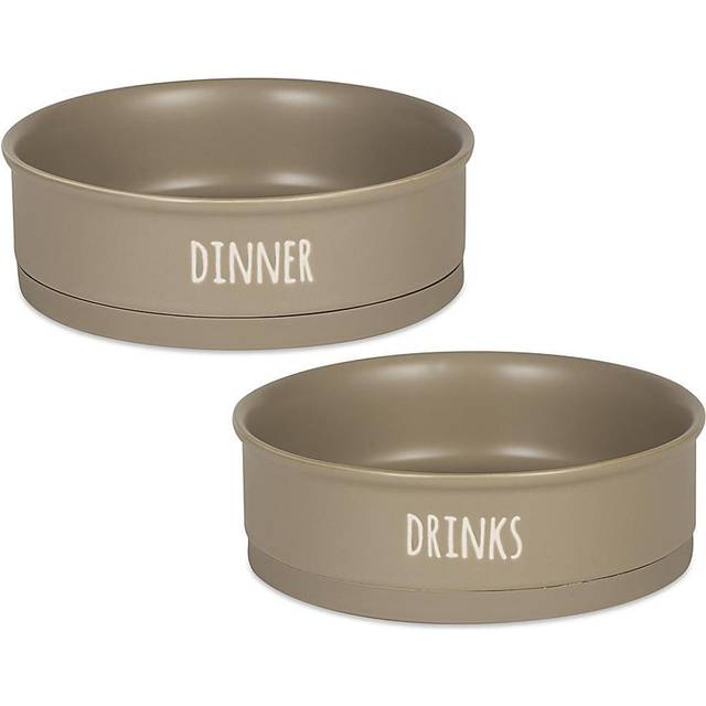 Bone Dry ceramic Pet collection Dinner Drinks & Dessert Set Large 7.5x2 count.4 Stone 2 count Large 7.5x2.4