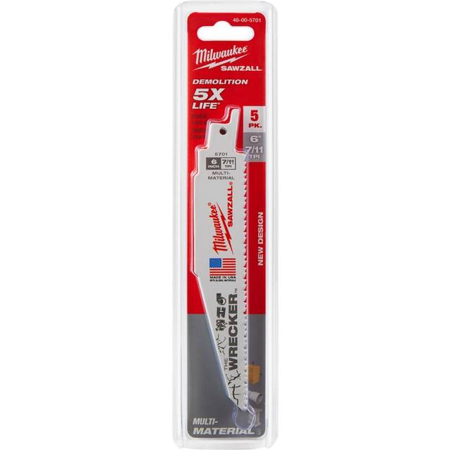 Milwaukee 48005701 Sawzall Multi-Material 150mm 8 TPI The Wrecker Blades - 5pk