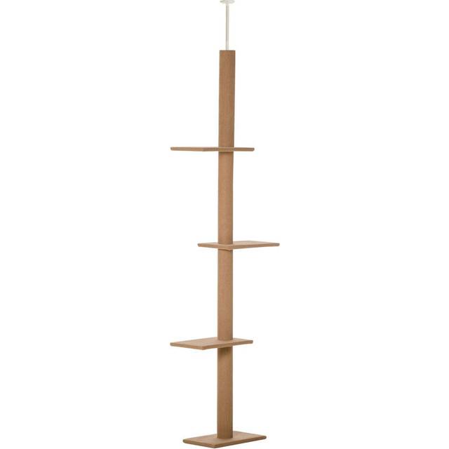 PawHut 260cm Floor To Ceiling Cat Tree Kitten Tower w/ Adjustable Height - Brown | TJ Hughes