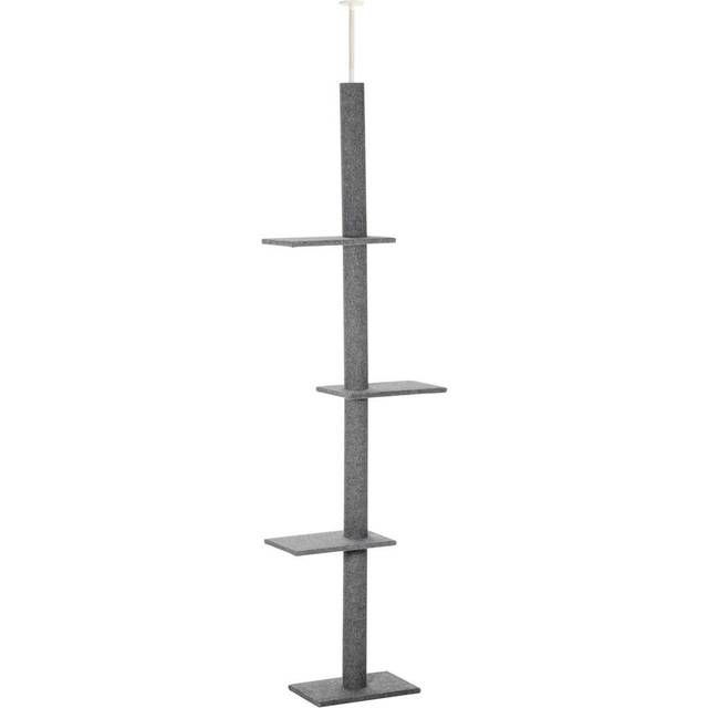 PawHut 260cm Floor To Ceiling Cat Tree Kitten Tower w/ Adjustable Height - Grey | TJ Hughes