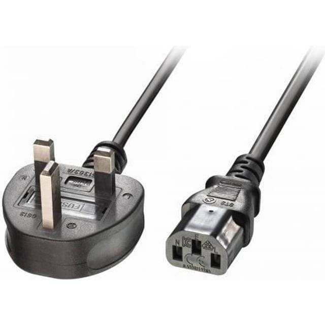 0.2m UK 3 Pin Plug to IEC C13 mains power Cable, Black