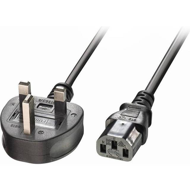 0.7m UK 3 Pin Plug to IEC C13 mains power Cable, Black