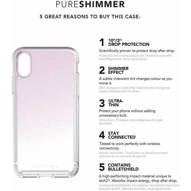 Tech Enterprises skyddande Apple iPhone XS Max-fodral ultratunn iriserande bakskydd med skärm – rent skimmer – rosa