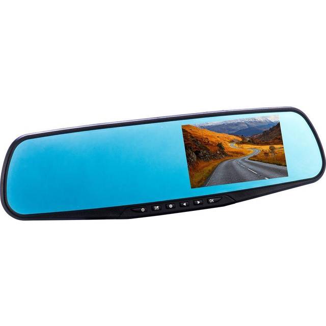 Co-Pilot CPDVR3 1080P Full HD LCD Rear-View Mirror Car Video Recorder Dual Camera System, 4.3 Inches - Black