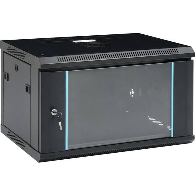 vidaXL 6U Wall Mounted Network Cabinet 19 IP20 600x450x375 mm - Black