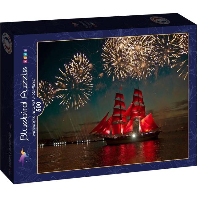 Fireworks around a Sailboat