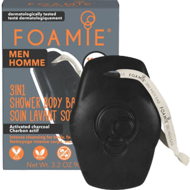 Mens 3-in-1 Shower Bar - Charcoal & Rosewood by FOAMIE