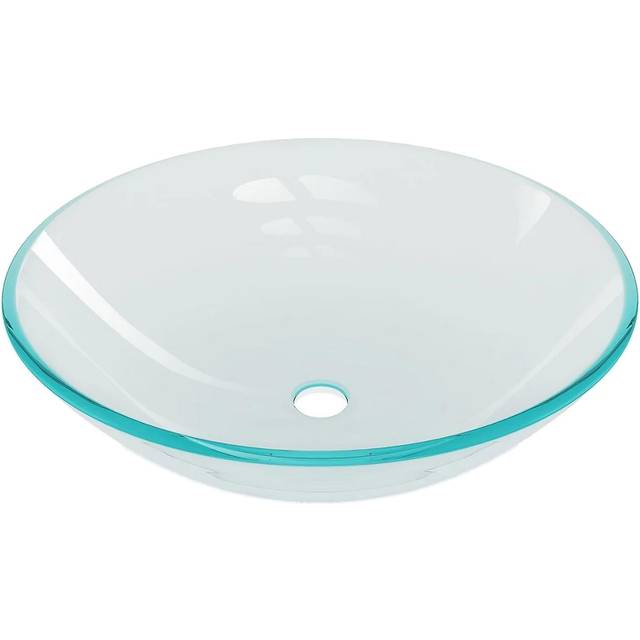 vidaXL Basin Tempered Glass 42 cm Transparent - Silver