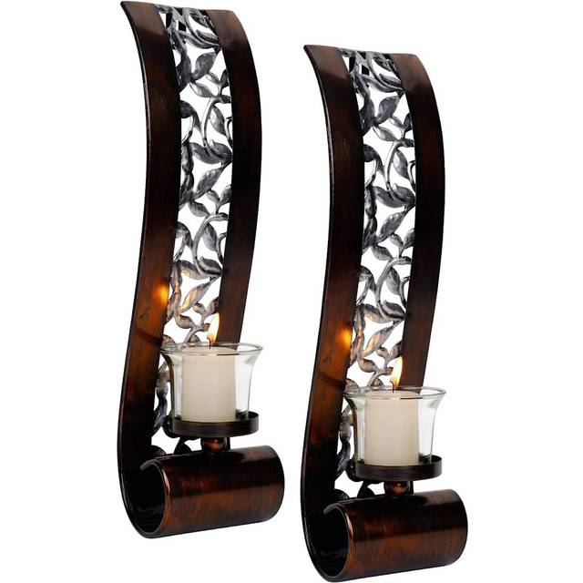 Shelving Solution Wall Sconce Candle Holder Metal Wall Decorations for Living Room, Bathroom, Dining Room, Set of 2