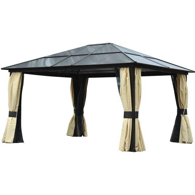 Outsunny 4 x 3.6m Hardtop Gazebo Canopy w/ Polycarbonate Roof & Aluminium Frame