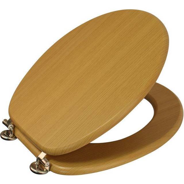 (Beech) Wooden Toilet Seat Adjustable Stainless Steel Hinges