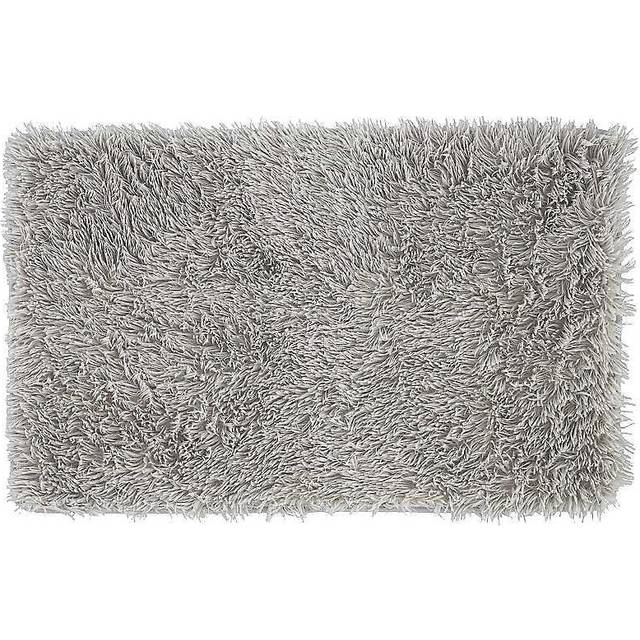 Cuddly Faux Fur Rectangle Bath Mat - Silver