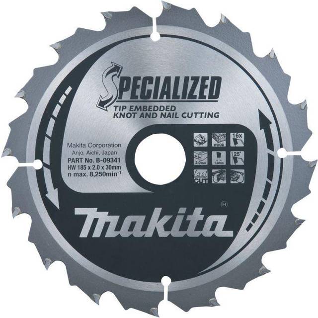 Makita - B-33102 185mm x 30mm Bore 20 Tooth Knot & Nail Saw Blade For DRS780Z