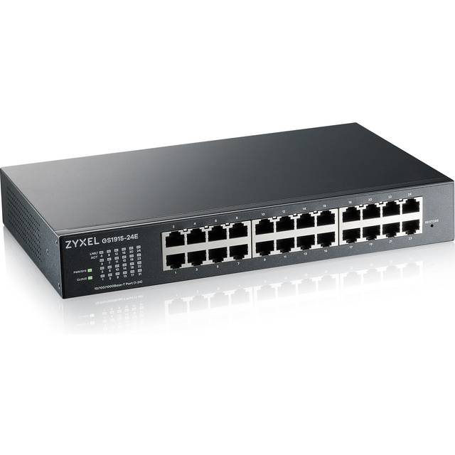 Zyxel 24-port gigabit molnbaserad switch | 24-port GbE smart hybrid modeomkopplare | fristående eller NebulaFlex Cloud | Rackmount, fanless [GS1915-24E]