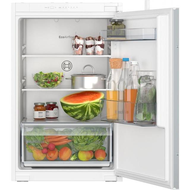 Bosch KIR21NSE0G 88x54 built in fridge, MultiBox, LED Light, 3 glass shelves, acoustic door open warning, Sliding hinge