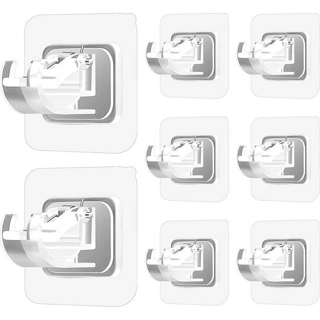 8PCS No Drill Curtain Rod Brackets No Drilling Self Adhesive Curtain R
