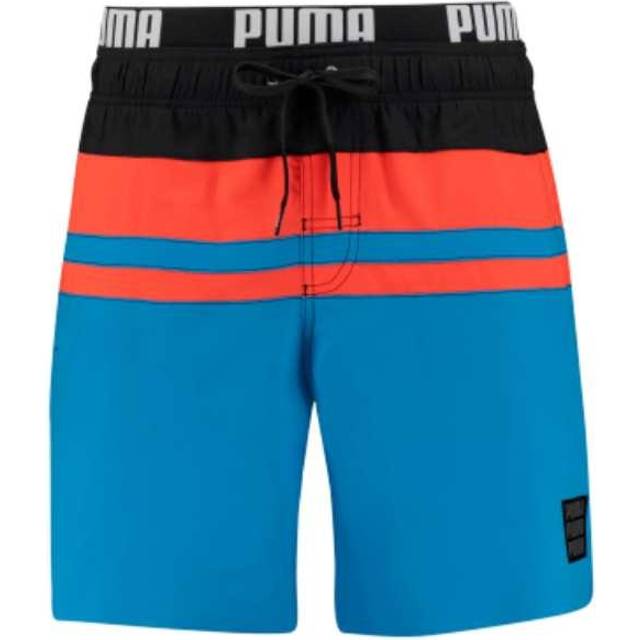 Puma Heritage Stripe Mid Swim Shorts - Black/Blue - Small