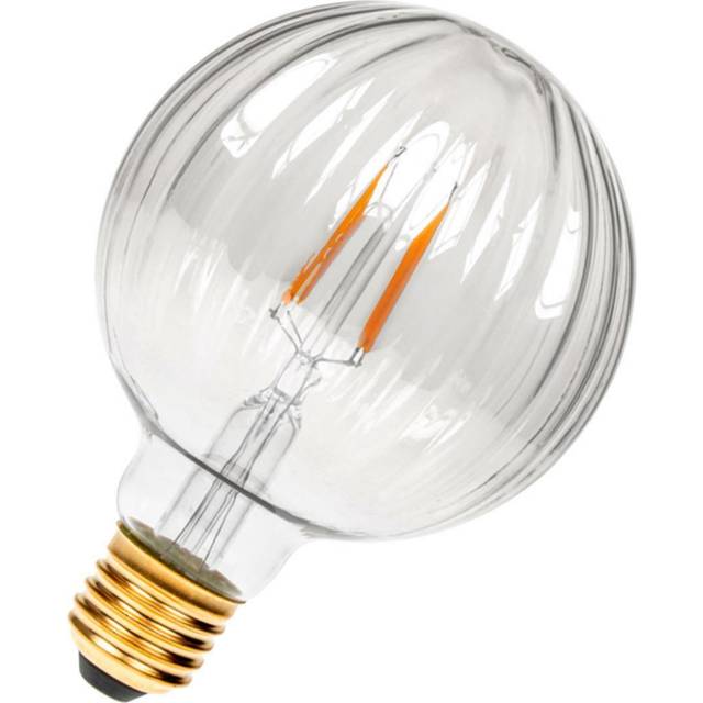 Prolite Globe LED Light Bulb Dimmable Ribbed E27 4W Extra Warm White Clear