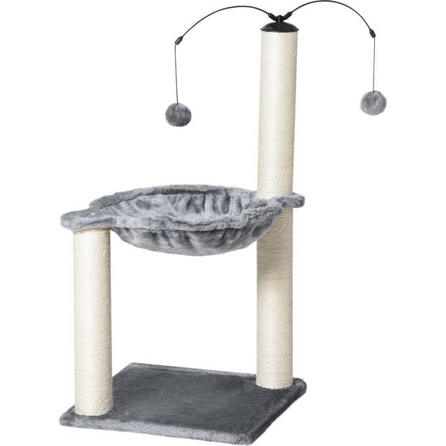 PawHut 83cm Cat Tree Tower w/ Sisal Scratching Post Hammock Toy Ball - Grey | TJ Hughes