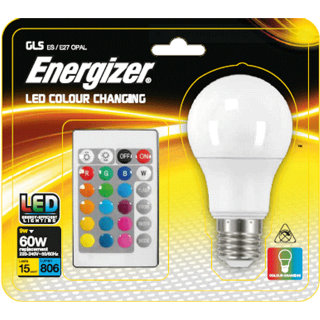 Energizer 9w E27 ES RGBW Frosted GLS LED Light Bulb
