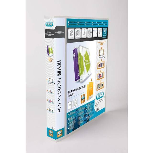 Elba Polyvision A3 Maxi Portrait Clear 30mm 4 D-Ring Presentation Binder (Pack o